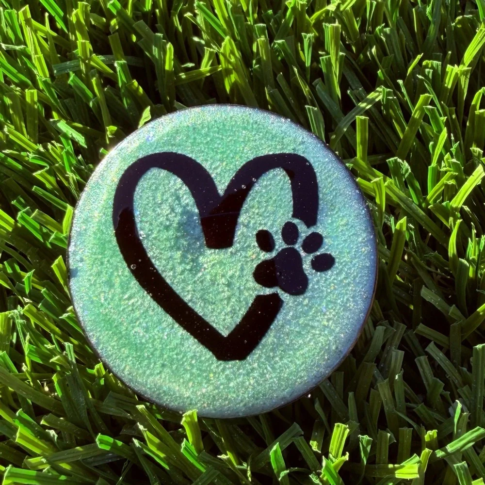 Mint Green Heart and Paw Phone Grip